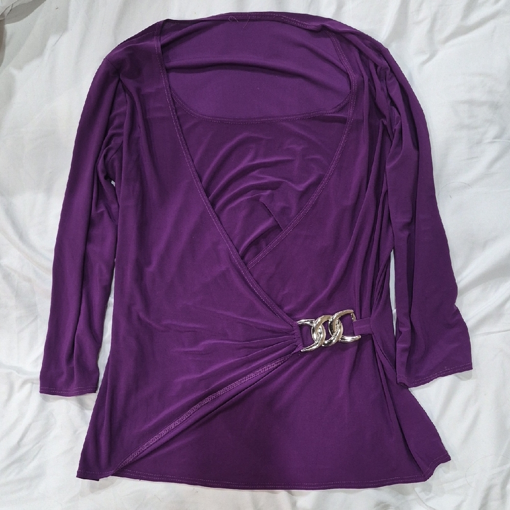 Women's Elegant Royal Purple Wrap Top Size Large